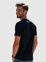 Men's Black Half Sleeves Graphic Printed Cotton Tshirt