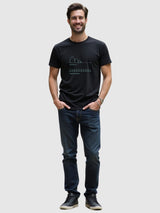 Men's Black Half Sleeves Graphic Printed Cotton Tshirt