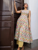 Women's Multicolor Cotton Ethnic Motifs A-line Kurta Set