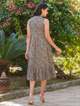 Women's Multicolor Pure Cotton Paisley Printed A-line Dress