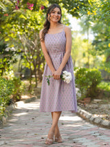Women's Lavender Pure Cotton Floral Printed A-line Kurta