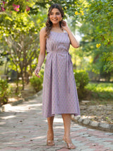 Women's Lavender Pure Cotton Floral Printed A-line Kurta