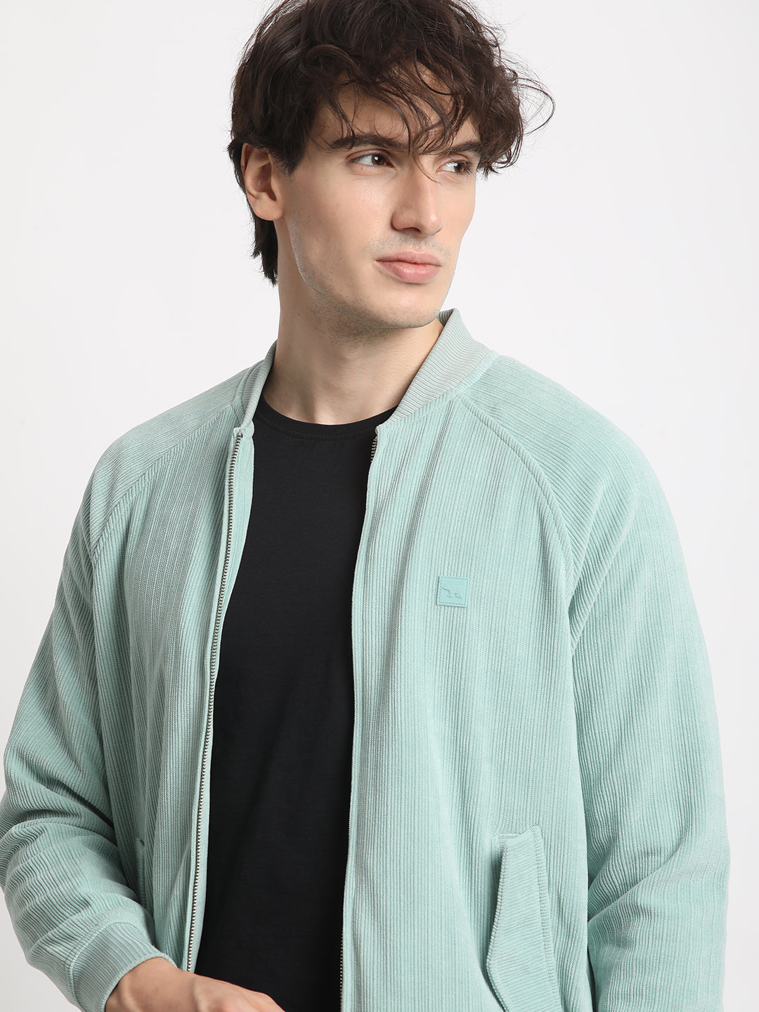 Men's Blue Casual Lightweight Bomber Jacket