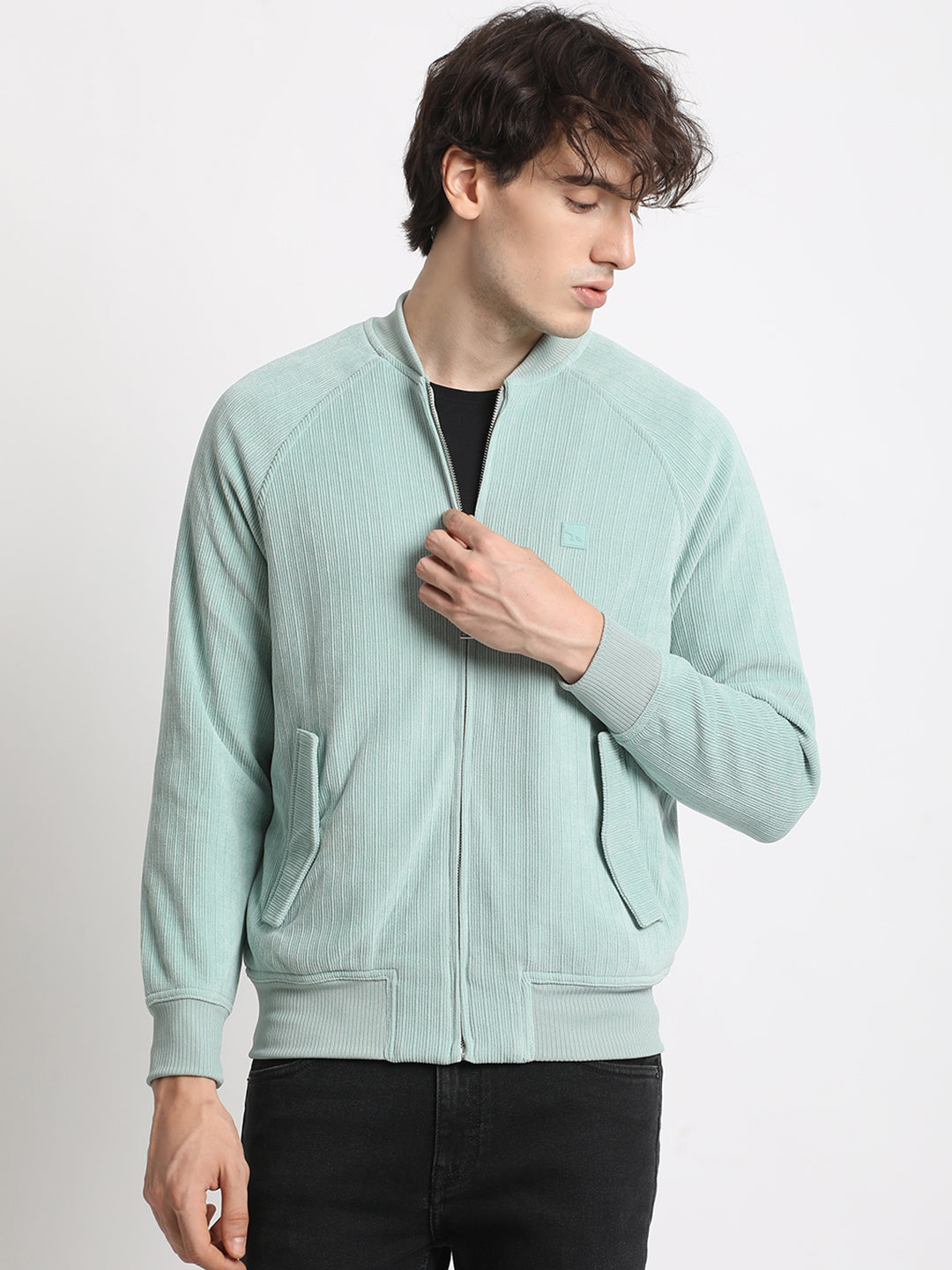 Men's Blue Casual Lightweight Bomber Jacket