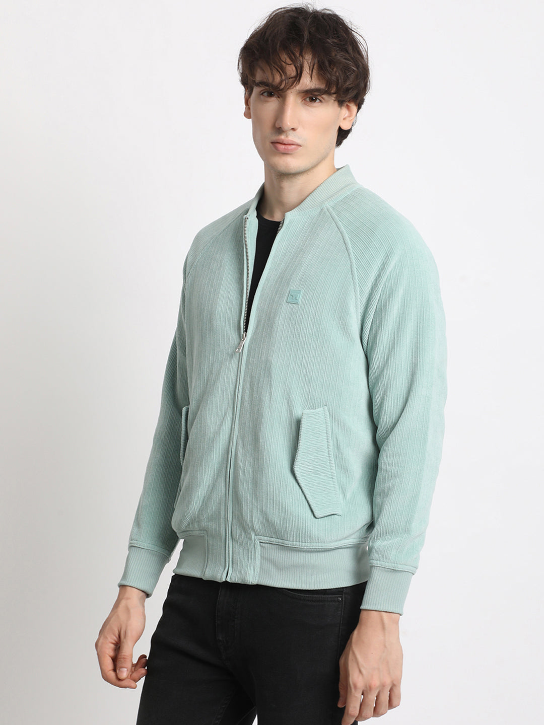 Men's Blue Casual Lightweight Bomber Jacket