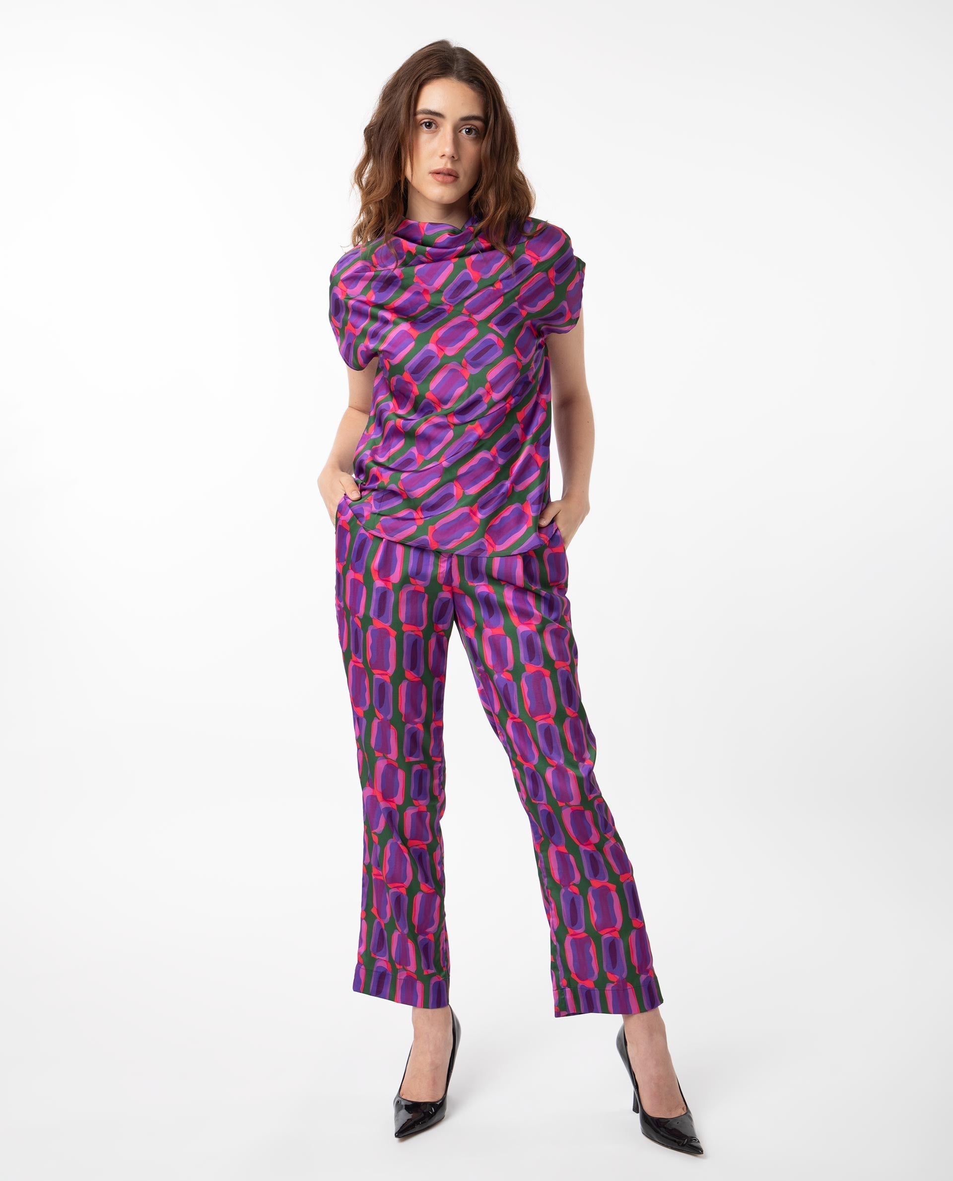 Women's Purple Casual Half Sleeves Top