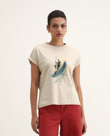 Women's Beige Casual Printed Half Sleeves Tshirt