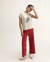 Women's Beige Casual Printed Half Sleeves Tshirt