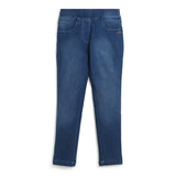 Girls Blue Above Knee Solid Jegging