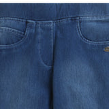 Girls Blue Above Knee Solid Jegging