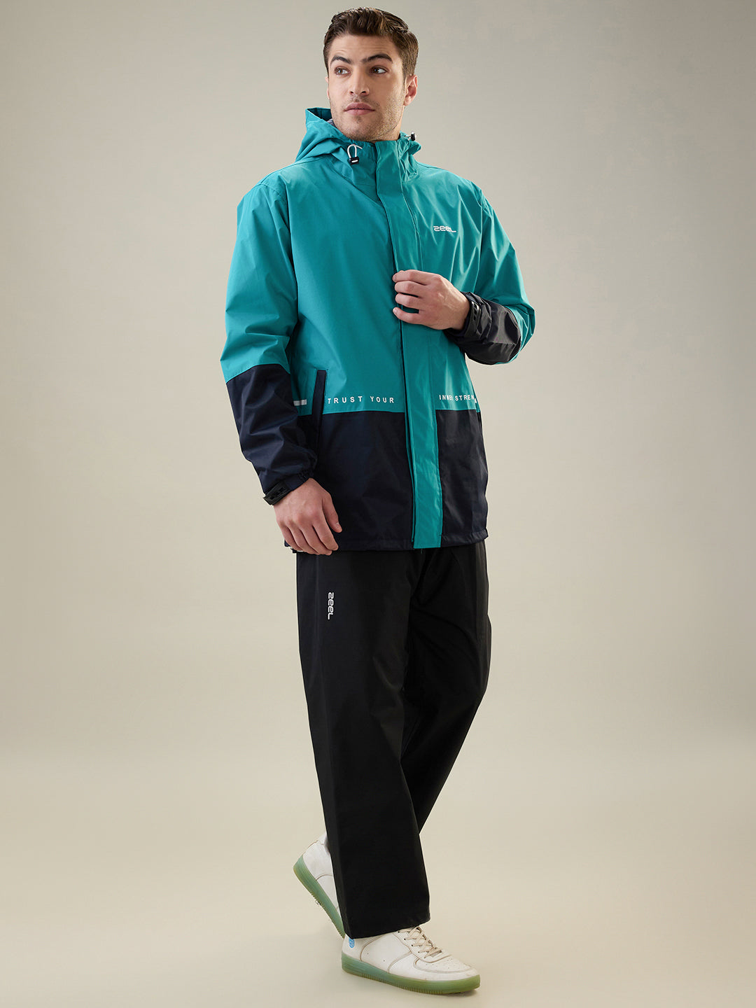 Men's Green Zipper Rainsuit