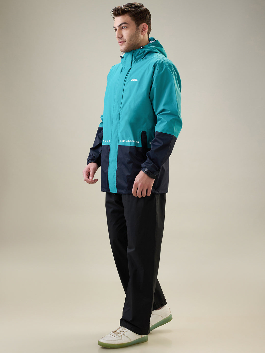 Men's Green Zipper Rainsuit