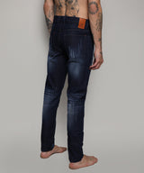 Men's Dark-Wash Distressed Denim Jeans