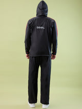 Men's Black Red Button Polyester and PVC Rainsuit