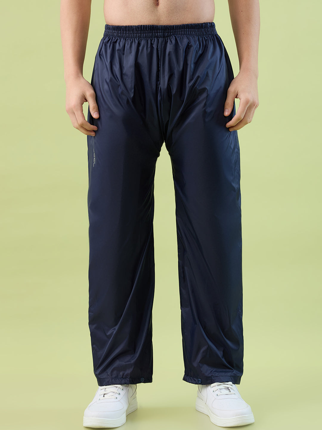 Men's Blue Red Button Polyester and PVC Rainsuit