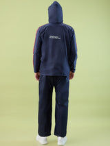 Men's Blue Red Button Polyester and PVC Rainsuit