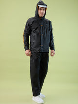Men's Black Msmango Button Polyester and PVC Rainsuit
