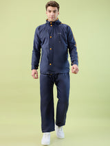 Men's Blue Mango Button Polyester and PVC Rainsuit