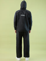 Men's Black Rblue Button Polyester and PVC Rainsuit