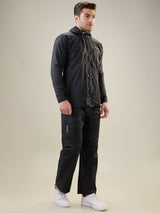 Men's Black Grey Button Rainsuit