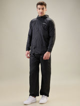 Men's Black Grey Button Rainsuit