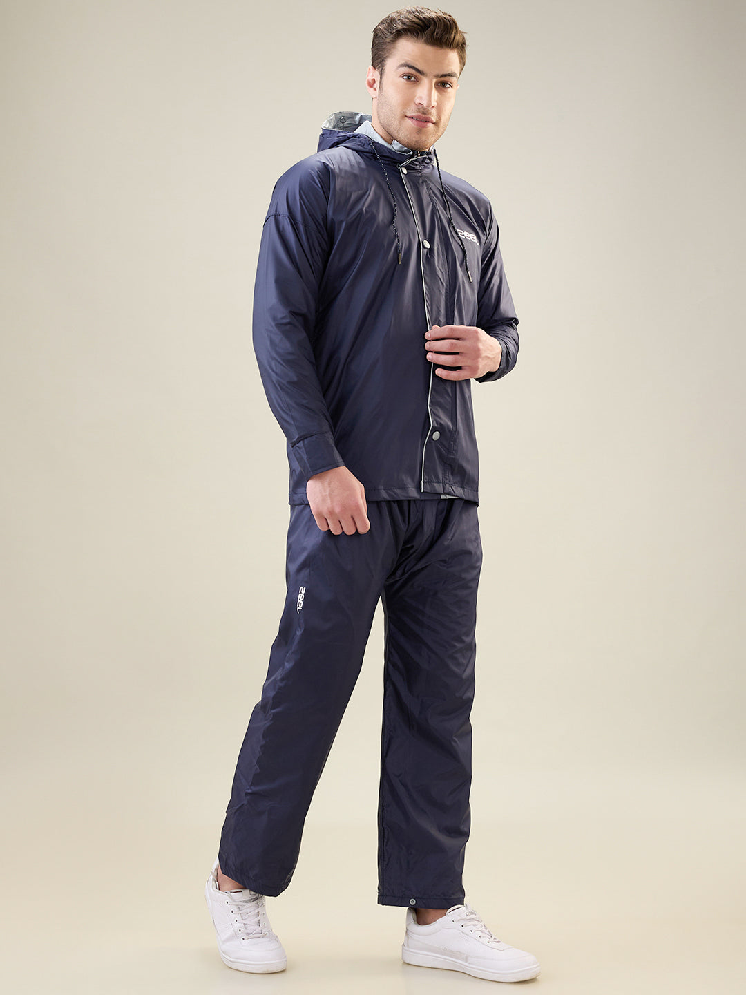 Men's Navy Grey Button Rainsuit