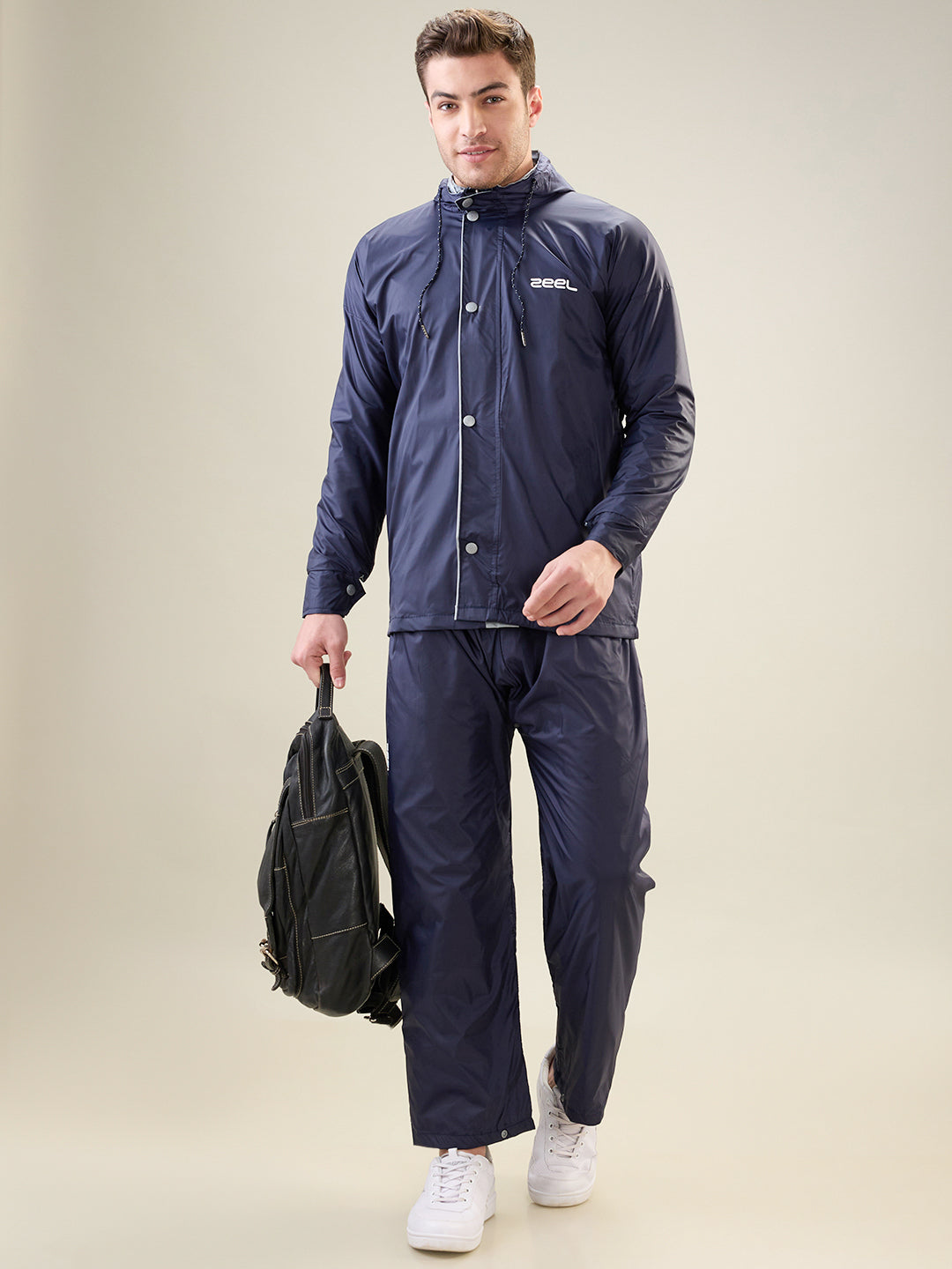 Men's Navy Grey Button Rainsuit