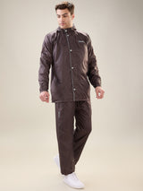 Men's Brown Grey Button Rainsuit