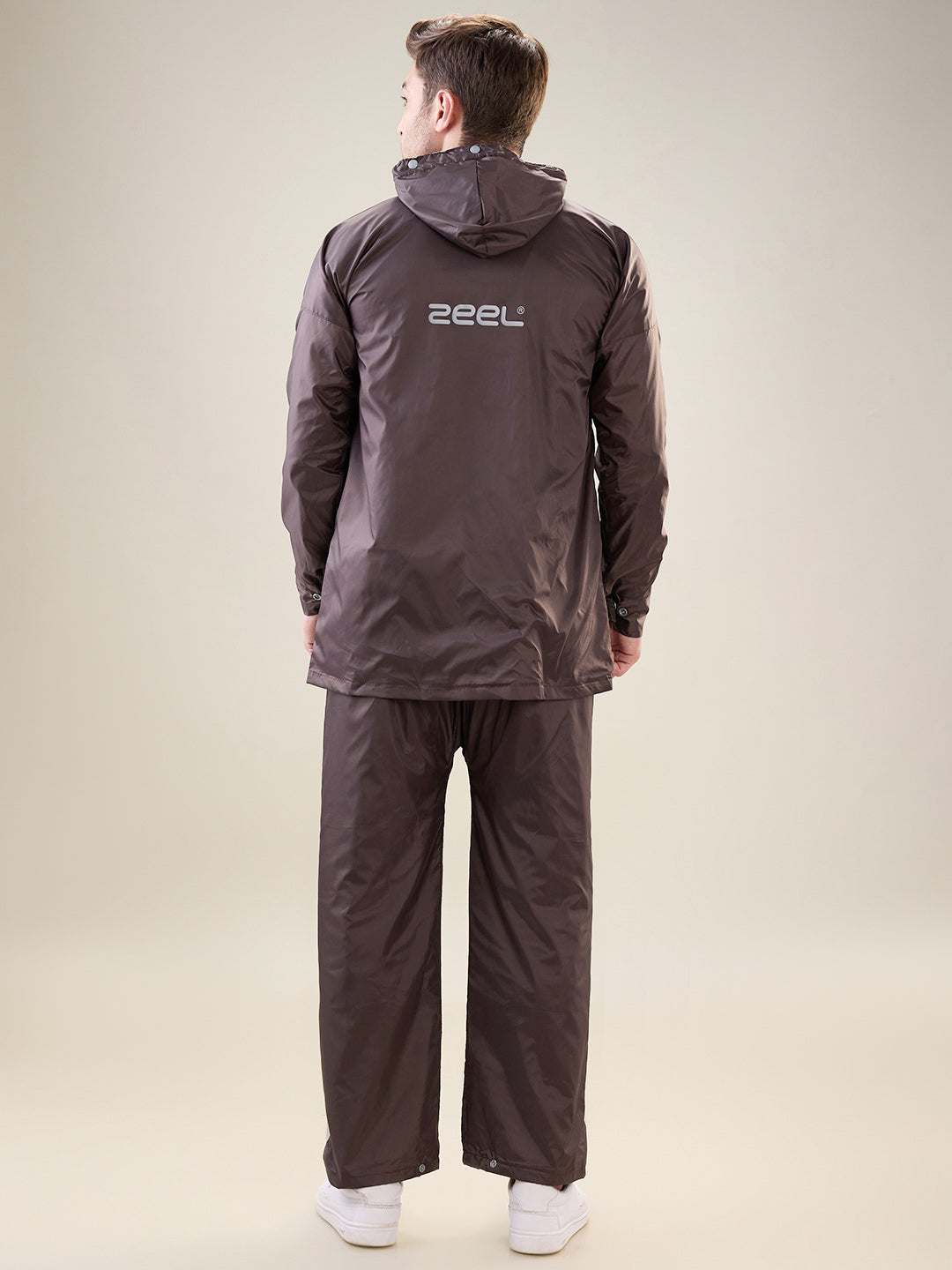 Men's Brown Grey Button Rainsuit