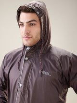 Men's Brown Grey Button Rainsuit