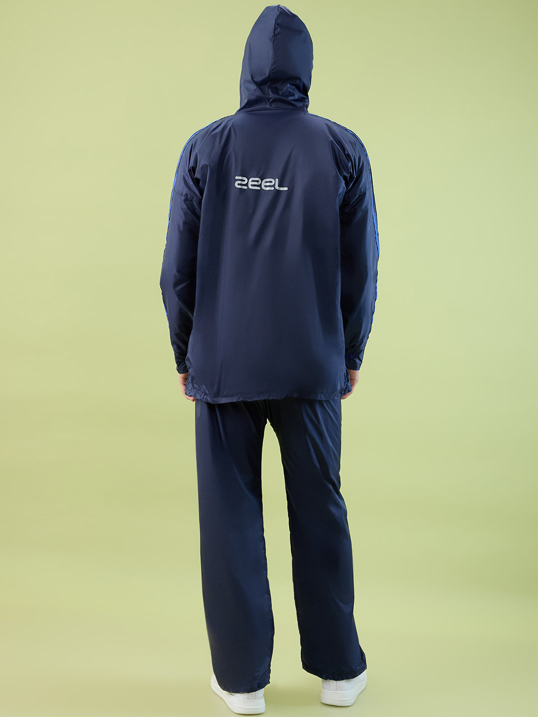 Men's Blue Rblue Button Polyester and PVC Rainsuit