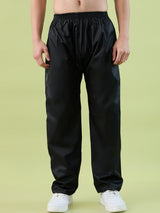 Men's Black Brown Zipper Coated Fabric and PVC Rainsuit
