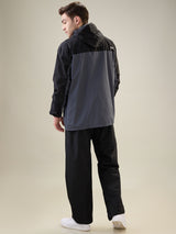 Men's Black Grey Zipper Rainsuit