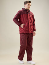 Men's Red Maroon Zipper Rainsuit