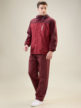 Men's Red Maroon Zipper Rainsuit