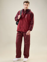 Men's Red Maroon Zipper Rainsuit