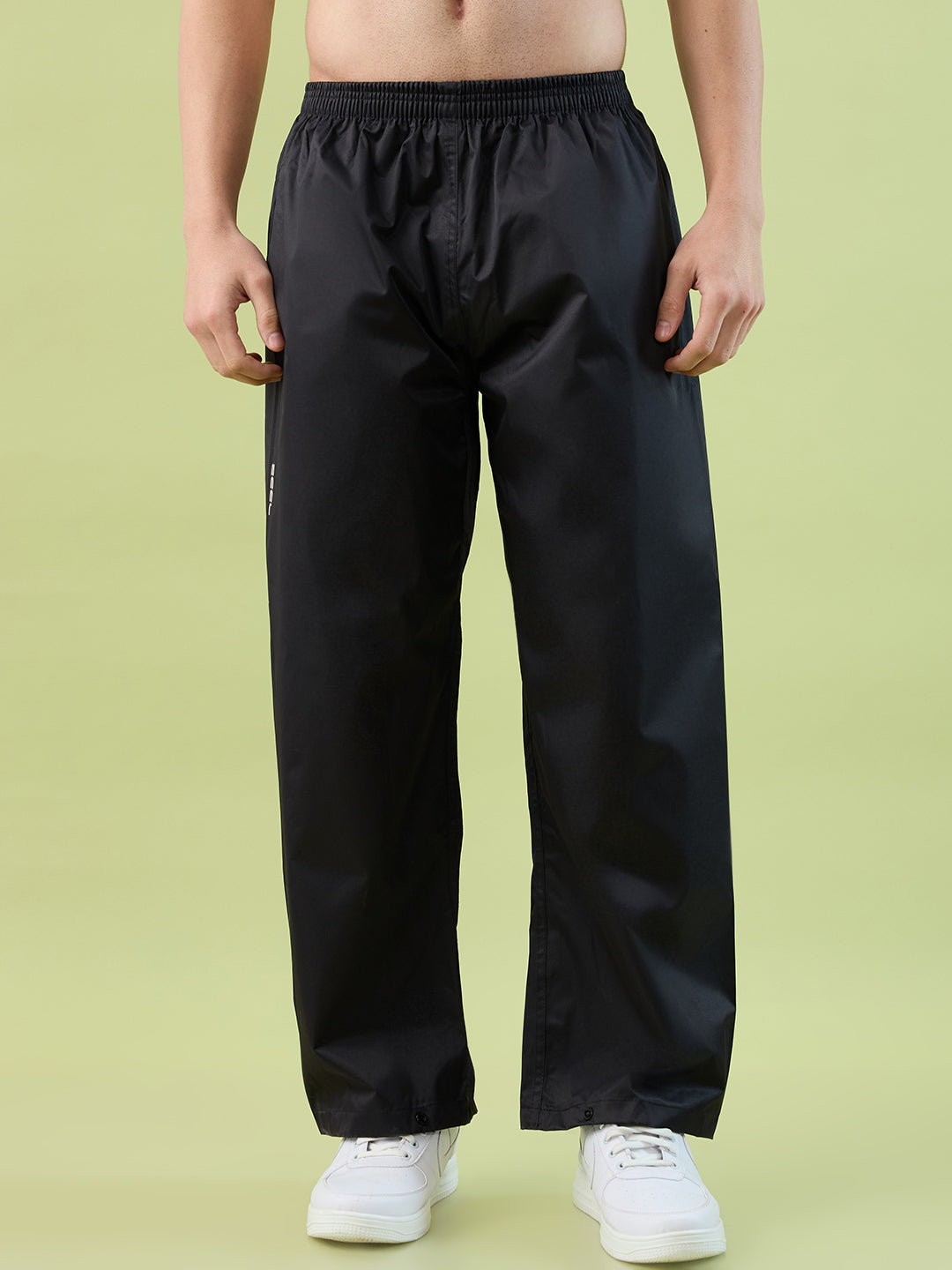 Men's Black Wave Zipper Coated Fabric Rainsuit