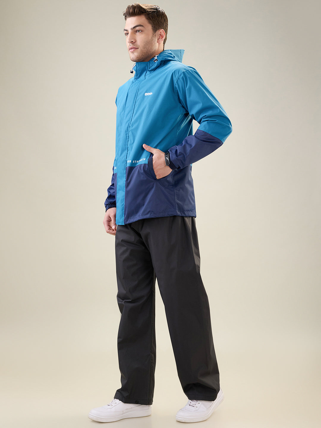 Men's Blue Zipper Rainsuit