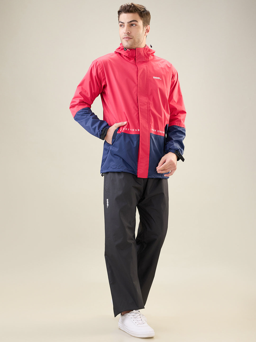 Men's Red Zipper Rainsuit