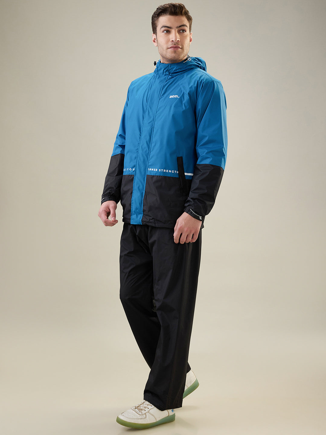 Men's Black Ink Blue Zipper Rainsuit
