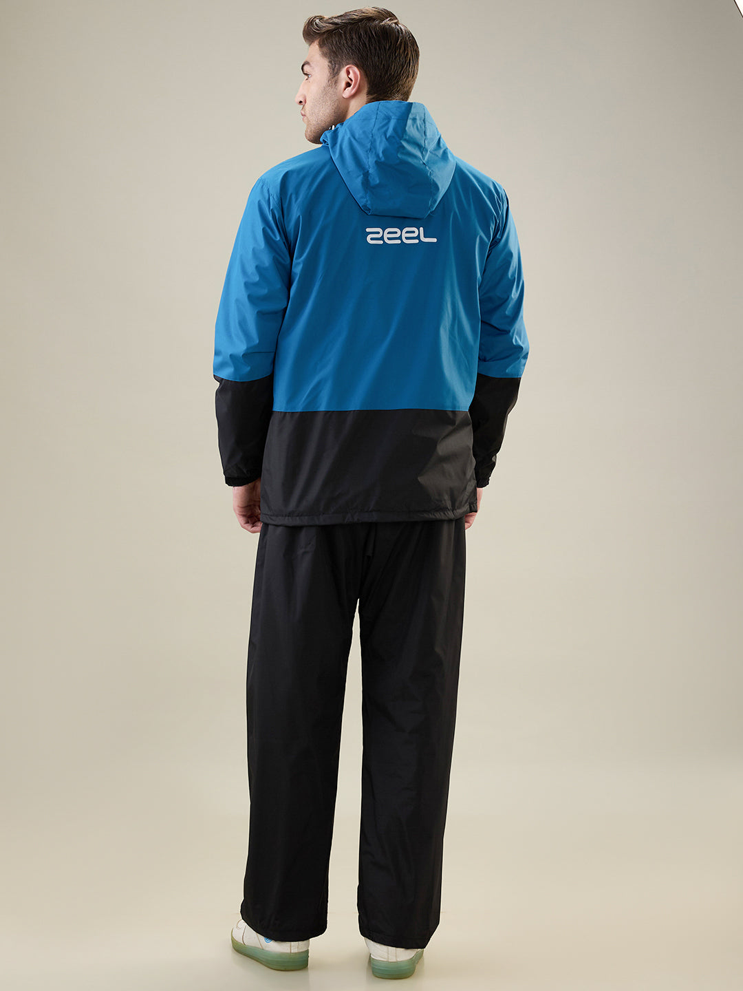 Men's Black Ink Blue Zipper Rainsuit