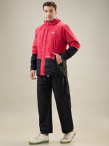 Men's Black Red Zipper Rainsuit