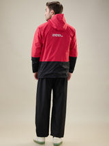 Men's Black Red Zipper Rainsuit