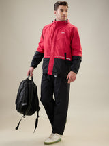 Men's Black Red Zipper Rainsuit
