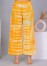 Women's Yellow Work Regular Fit Printed Three Quarter Sleeves Co-Ord Sets