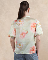 Women's Green Casual Half Sleeves Top