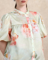 Women's Green Casual Half Sleeves Top