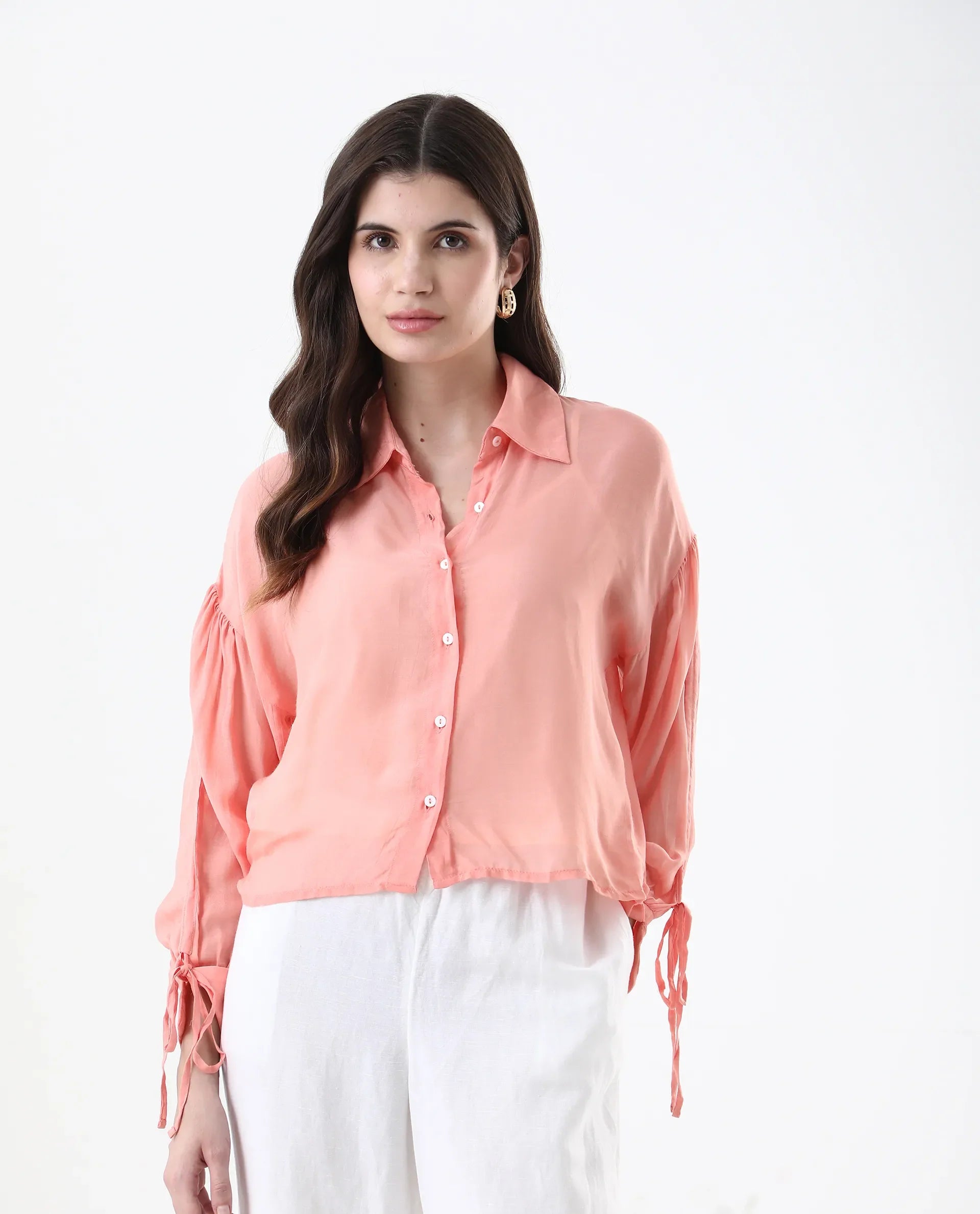 Women's Pastel Pink Casual Full Sleeves Top