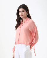 Women's Pastel Pink Casual Full Sleeves Top