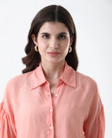 Women's Pastel Pink Casual Full Sleeves Top